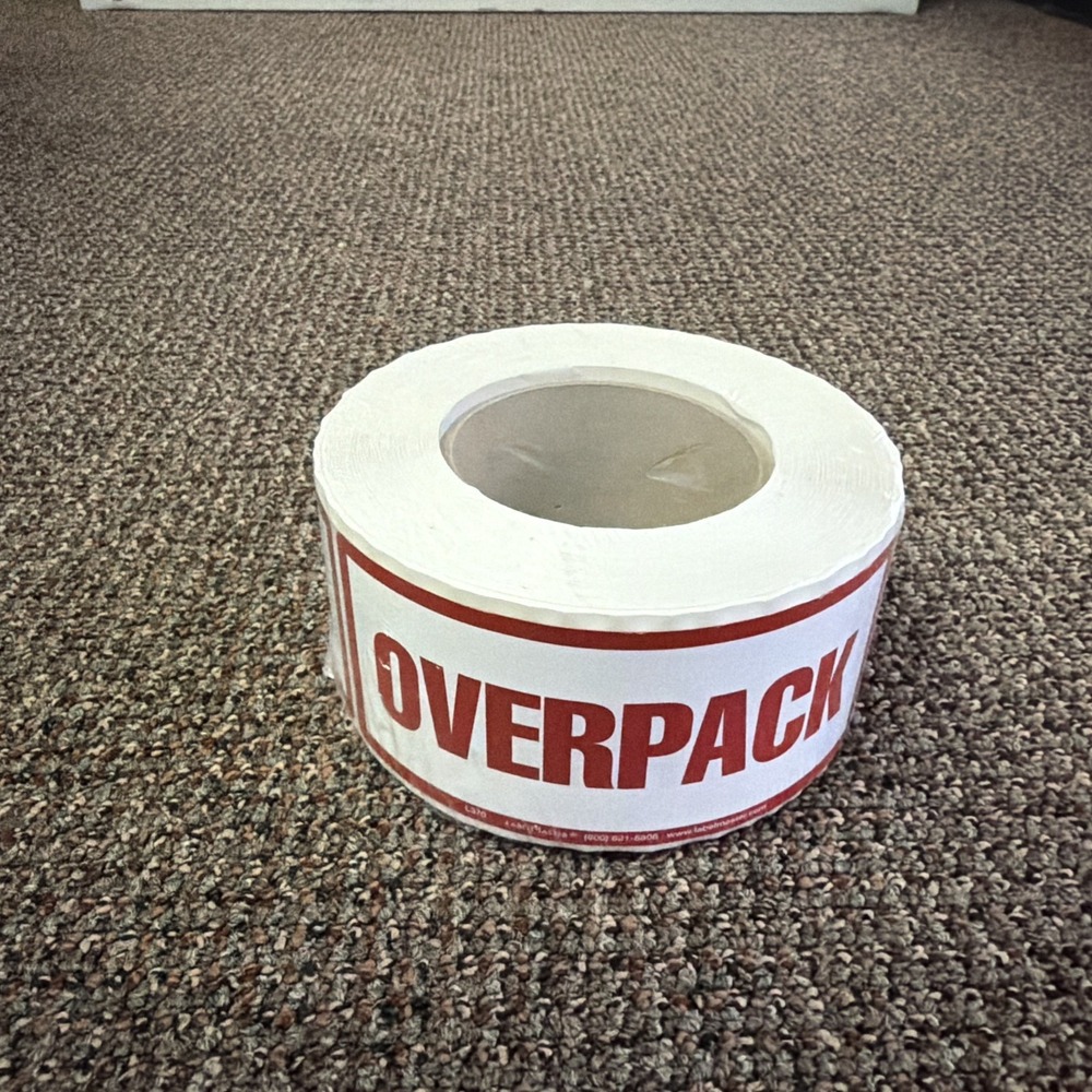 Uline Overpack Air Labels S-10798 2.5 x 6 Inch Roll 500 Count